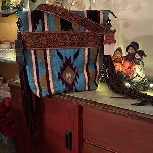 American Darling Turquoise and Maroon Tote